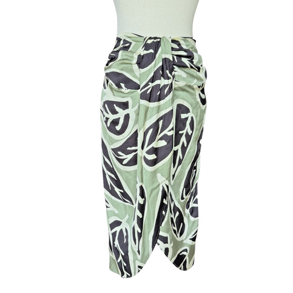 Zara Woman Skirt Straight Leaf Print Midi Y2K Tropical Resort Small - Picture 1 of 9